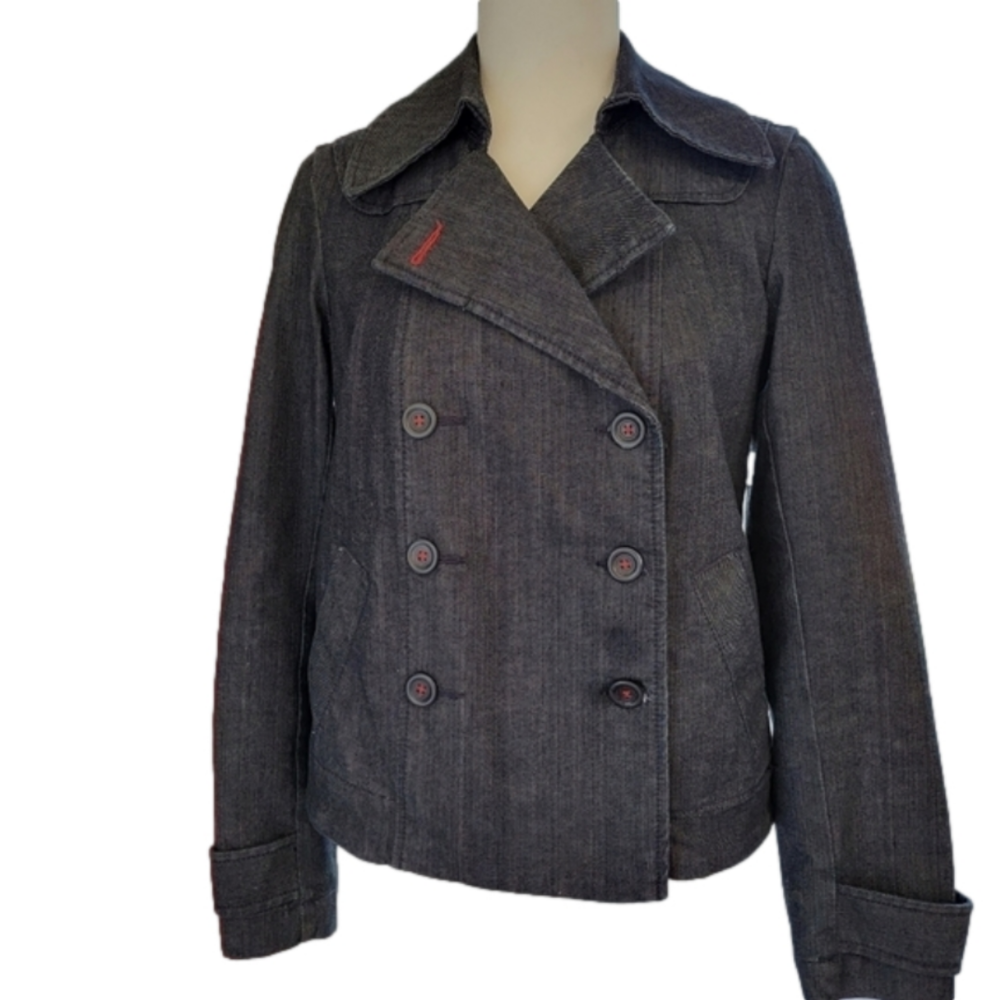 Euc Ann Taylor Loft Denim Double-Breasted Jacket Size XS